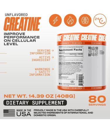 PERFORMIX - Creatine Monohydrate - 5000 mg Per Serving (5g) - Pre Workout - Increase Muscle Mass Improve Strength & Reduce Fatigue - Creatine Monohydrate Powder - Unflavored - 80 Servings - 400g - Buy Online on GoSupps.com