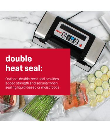 Nesco Deluxe Food VS-12 Vacuum Sealer Kit - 130 Watts, Bags, Viewing Lid, Compact Silver - Buy Online on GoSupps.com