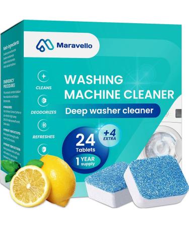 28-Tablets Fresh Washing Machine Cleaner, Eco Friendly Deep Cleaning And Deodorize 1-Year Supply, Professional Washer Machine Cleaner Suitable For All Washer Machines Including HE Front Loader & Top Load Washer