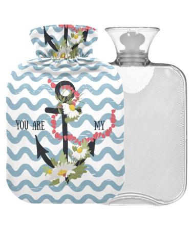 Naanle Ocean Wave anchor hot water bottle with reference transparent hot water bottle 1l heat bottle for bed hand feet warmer pain relief heat and cold therapy
