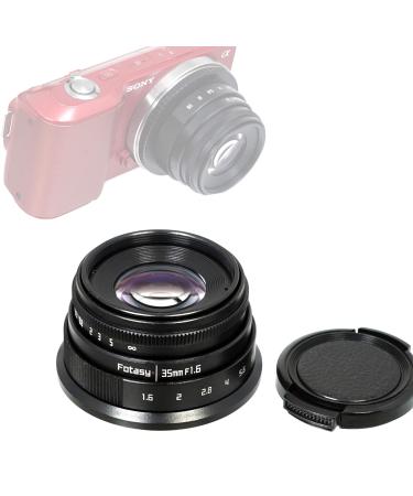 Fotasy 35mm F1.6 Large Aperture Manual Prime Fixed Lens APS-C for Sony E-Mount Camera, 35mm 1.6 Multi Coated Manual Lens fits Sony NEX-5R NEX6 NEX7 a3100 a51000 a6000 a6100 a63000 a6400 a6500 35mm APS-C
