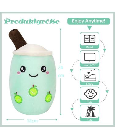 Dreafly Bubble Tea Plush Pillow Doll - 24cm Soft Toy for Home & Car Ornaments - Children's Gift Toy - Green Round Eyes - Buy Online on GoSupps.com