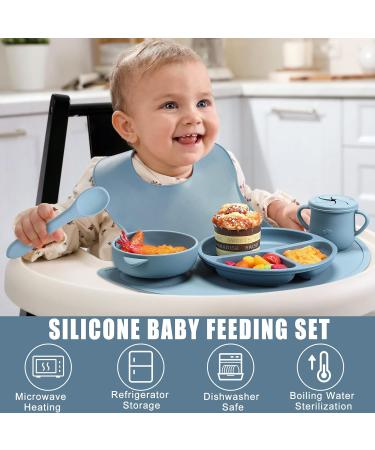 Mimorou 16 Pack Baby Feeding Set - Silicone Suction Plates, Bibs, Placemat, Spoons, Forks & Cups for Baby Led Weaning and Toddler Eating - Buy Online on GoSupps.com