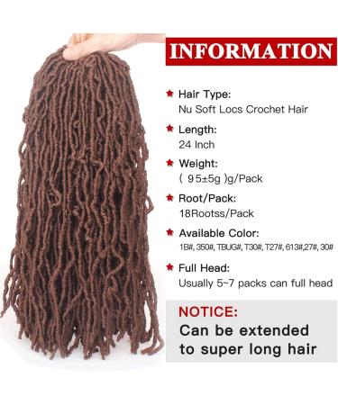 Xtrend 7Packs Nu Soft Locs Crochet Hair 24 Inch Dark Brown Natural Goddess Distressed Faux Locs Soft Locs Wavy Dreadlock Crochet Braids Hair Extensions 18strands/pack for Black Women 30# 24 Inch (Pack of 7) 30# New Soft Locs - Buy Online on GoSupps.com