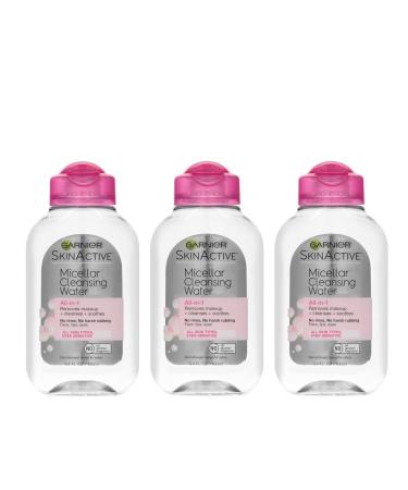 Garnier SkinActive Lot de 3 bouteilles d'eau nettoyante micellaire pour tous les types de peau 10 ml Sans parfum 100.55 ml (Lot de 3)