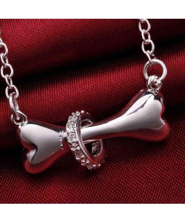 IzuBizu London Women's 925 Sterling Silver Dog Bone Crystal Necklace - Perfect Gift for Pet Lovers on Birthday, Anniversary, Mother's Day - Buy Online on GoSupps.com