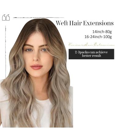 Vivien Extensions: 20 Remy Real Hair Tresses - Dark Brown Ombre & Platinum Blonde 100g #4/10 #4/14/60 - Premium Quality Hair Extensions for a Natural Look - Buy Online on GoSupps.com