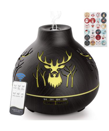 Geepen aroma diffuser 550ml ultrasound humidifier aromatherapy oil diffuser with 4 timer/colored light/remote control/waterless car-off/bpa-free for home yoga office spa-dark brown
