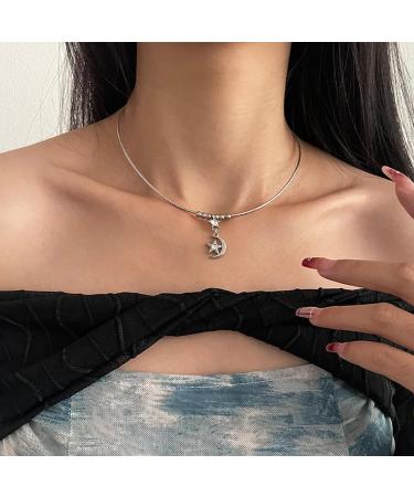 Stylish Oralgos Adjustable Necklace with Star and Moon Pendant - Perfect for Daily Wear - Fashionable Alloy Metal Jewelry - Buy Online on GoSupps.com