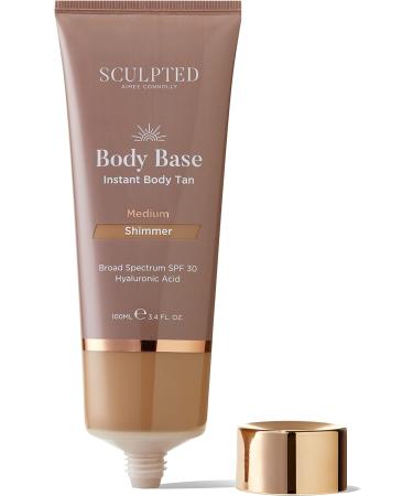 Sculpted by Aimee Body Base Instant Tan 100ml - Water-Resistant Hydrating Luminous Lotion with SPF30 - Medium Shimmer - Buy Online on GoSupps.com