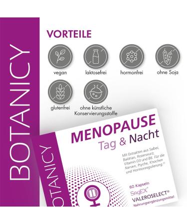Botanicy Menopause Day & Night Capsules - Natural Relief for Menopause Symptoms with Sage & Valerian - Hormone-Free Vegan - 60 Plant-Based Capsules - Buy Online on GoSupps.com