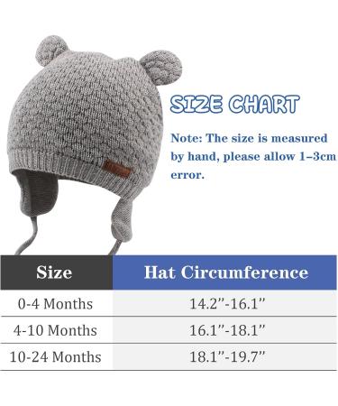 XIAOHAWANG Baby Earflap Beanie Hat - Soft Knit Cute Bear Design for Infant Toddler - Gray (0-6 Months) - Buy Online on GoSupps.com