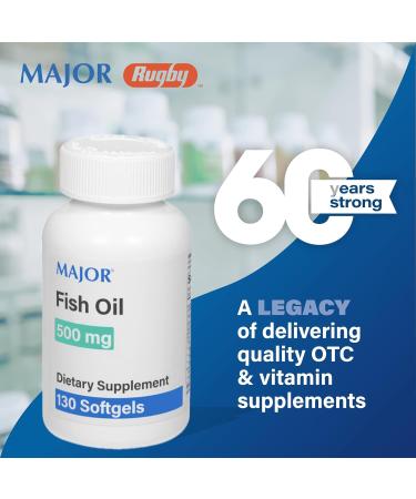 MAJOR Fish Oil 500mg Softgels - Omega-3 Fish Oil Supplement - Dietary Supplement - 130 Count (2 Pack) 130 Count (Pack of 2) - Buy Online on GoSupps.com