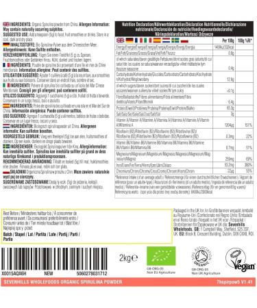 Sevenhills Wholefoods Organic Spirulina Powder 200g - Pack of 1 - Buy Online on GoSupps.com
