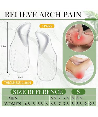 Handepo Arch Support Shoe Inserts for Women - Transparent Self-Adhesive Heel Cushions for Flat Feet & Plantar Fasciitis Relief - 3 Pairs - Buy Online on GoSupps.com