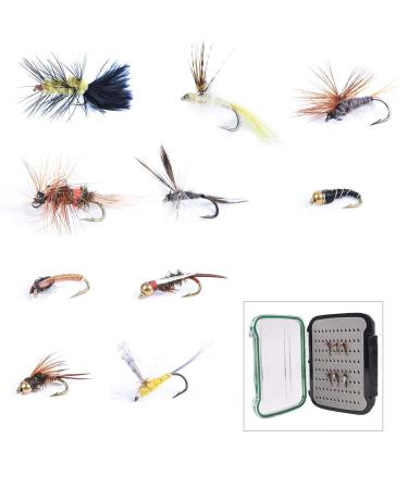 Maximcatch fly fishing 10 pieces fly with fly box wet and dry fly nymph streamer artificial baits fly best seller + nds b box