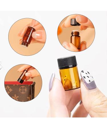 100 Mini Brown Glass Bottles 1ml with Brush Pearl Cutter & Stickers - Ideal for Essential Oils Spa & Massage - Perfect for DIY Projects - Buy Online on GoSupps.com