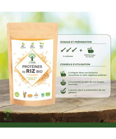 Prot ine de Riz Bio - Bioptimal - 80% de Prot ines - 12% de BCAA - Energie Sport Musculation - Poudre de Riz Brun Germ - 100% Pur - Whey V g tale - Conditionn en France - Certifi Ecocert - 500g Brun 500 g (Lot de 1) - Buy Online on GoSupps.com