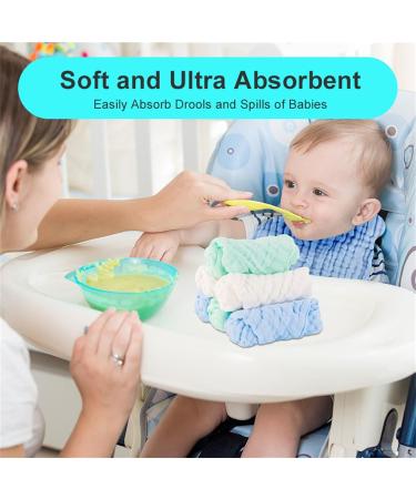 Minimoto Baby Musselin Washcloths - Soft 27.9x27.9 cm Towels for Sensitive Skin (6 Pack) - Natural Cotton Baby Accessories in White Green Blue - Buy Online on GoSupps.com