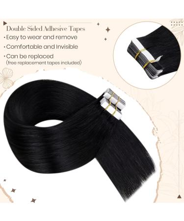 Hetto Tape In Extensions | Real Hair Black 40cm 50g - Invisible Thick Hair Extensions - Buy Online on GoSupps.com