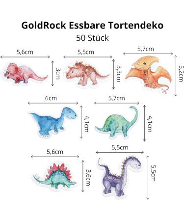 50 Edible Dino Cake Decorations - Gold Rock Birthday Decor for Kids | Torto Deko & Muffin Toppers - Buy Online on GoSupps.com