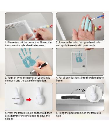 DIY Families Hand Print Set - Transparent Baby Photo Frame Wooden Souvenirs & Handicrafts with 6 Acrylic Colors for Farming & Freshly Baked Parents - Perfect Gift Idea! - Buy Online on GoSupps.com