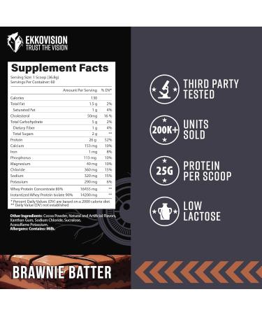 Ekkovision Protein Powder Brownie Batter Flavor 25 G Whey Protein per Scoop Low Lactose High Protein for Men & Women With Active Lifestyles Perfect for Shakes Smoothies and Recipes 60 Servings - Buy Online on GoSupps.com