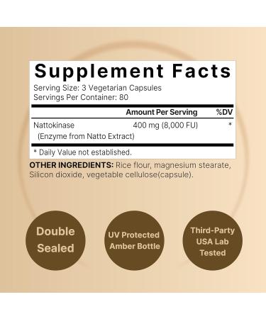 NatureBell Nattokinase Supplement 8,000 FU Per Serving 240 Veggie Capsules | Traditional Natto Extract Source Max Strength Enzyme & Heart Health Support Non-GMO - Buy Online on GoSupps.com