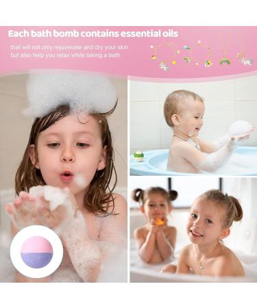 6 Pcs Kids Bath Bombs with Surprise Jewelry - Christmas Gift for Girls | Gentle Bubble Fizzy Bath Balls with Ring, Bracelet, Necklace, and Ear Clip - Unicorn Style - Buy Online on GoSupps.com