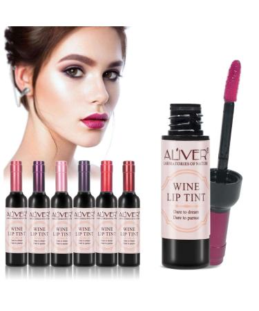 6 Colors Lip Gloss Set Wine Lipstick Matte Long Lasting Waterproof Lip Tint Set Lip Stain Wine Red-6SET