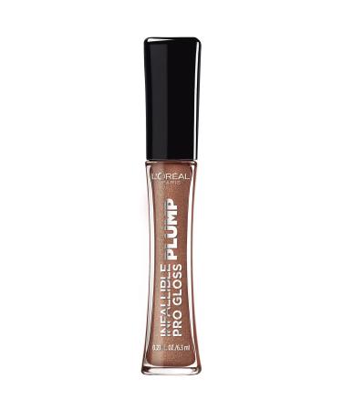 L'Or al Paris Infallible Pro Gloss Plump Lip Gloss with Hyaluronic Acid  Long Lasting Plumping Shine  Lips Look Instantly Fuller and More Plump  Sunlit Shimmer  0.21 fl. oz. 1 Count 0.21 Fl Oz (Pack of 1) 607 Sunlit Shim...