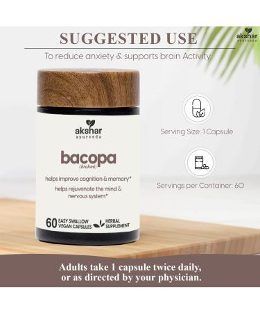 AKSHAR Ayurveda - Bacopa 500mg Brahmi Supplement, Rejuvenate System, Bacopa Pills to Support Cognitive Function for Adults, Vegan Cruelty Free Bacopa Monnieri (60 Count) - Buy Online on GoSupps.com