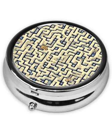 Labyrinth Treasure Map Round Pill Box - 3 Compartment Portable Organizer for Travel & Purse - Buy Online on GoSupps.com