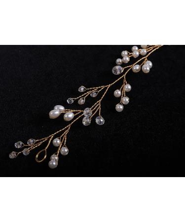 Chargances Wedding Crystal and Pearl Extra Long Hair Vine - Gold Bohemian Bridal Headpiece - Buy Online on GoSupps.com