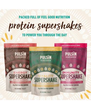 Pulsin Red Berry Vegan Supershake 980g - 19.6g Protein Plant Based Immunity Support Powder - Gluten & Dairy Free 990g - Buy Online on GoSupps.com