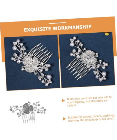 DOITOOL Rhinestone Five-tooth Hair Comb Bride Hair Accessories Wedding Hair Comb Clip Wedding Headpiece for Bride Tiara Pearl Hair Accessories Hair Piece Rhinestones Alloy - Buy Online on GoSupps.com