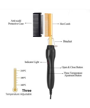 Aethland Hot Comb Electric Hair Straightener - Adjustable High Heat Iron Comb for Natural Black Hair & Wigs - Buy Online on GoSupps.com