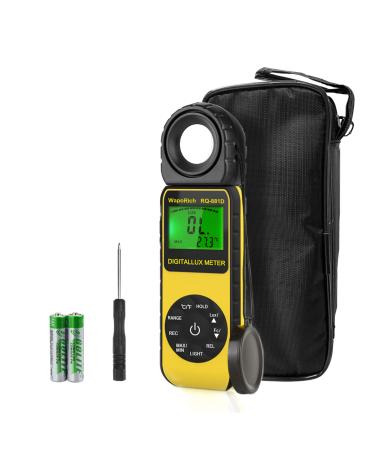 Light Meter Handheld Ambient Temperature Measures1-400,000 Lux/FC with 270 Rotatable Detector for All Visible Light, Industrial, Household, Plants and Photography - Calibration Certificate RQ-881D