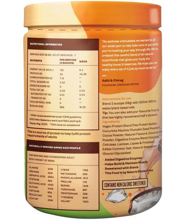 Or n Nutriti Natural Vegan Plant Protein Powder - 25g Pea & Pumpkin Seed Allergen Free Easy to Digest Chocolate Flavor 271g - Strength & Recovery - Buy Online on GoSupps.com