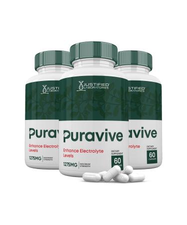 (3 Pack) Puravive Advanced Formula 1275MG Pura Vive Pills Supplement Puraviva Proprietary Blend Formulated with Apple Cider Vinegar Extra Virgin Olive Oil Powder Green Tea 180 Capsules
