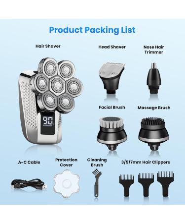 JoyGeek Head Shaver for Bald Men 7D Rechargeable Rotary Shaver 5 in 1 Waterproof Electric Razor with Nose Hair Trimmer Wet/Dry Beard Grooming Kit with LED Display & Travel Lock for Home Travel CA32 - Buy Online on GoSupps.com