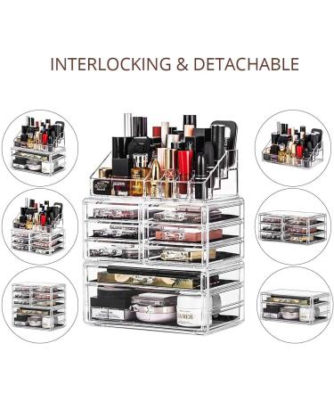 DreamGenius 3-Piece Acrylic Makeup Organizer Set with 8 Drawers - Stackable Vanity and Bathroom Cosmetic Storage - Buy Online on GoSupps.com
