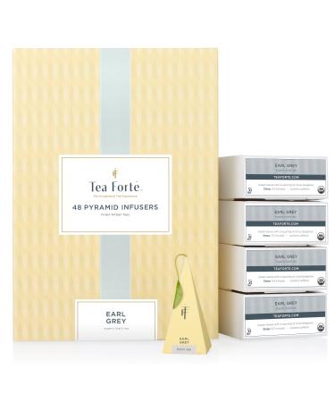 Tea Forte BO TE DE D GUSTATION Earl Grey par Tea Fort 48 infuseurs th noir en forme de pyramide faits main Sachets infuser