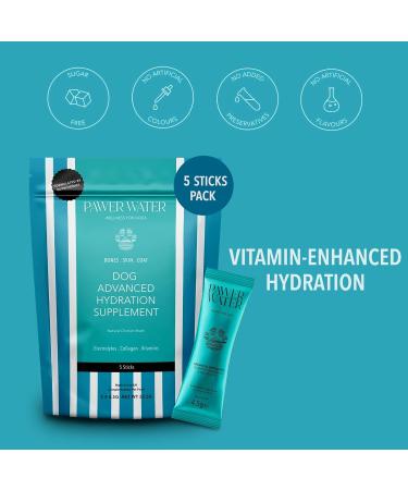 Pawer Water Wellness Supplement for Dogs | Mobility and Glow | Natural Chicken Broth Flavor | Electrolytes & Collagen | 5-Pack Intro Pouch - Buy Online on GoSupps.com