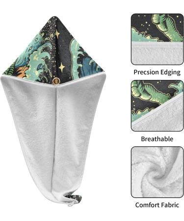 Funny Cool Dude in Space Hair Towel 2 Pack - Super Absorbent Quick Dry Hair Turbans for Women & Girls - Buy Online on GoSupps.com