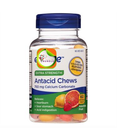 Extra Strength Heartburn + Antacid Relief Chews Assorted Fruit 60 Chewable Tablets + Create Sticker