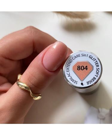 Semilac Extend Care Base 5in1 804 Glitter Soft Beige Gel Nail Polish - Long Lasting UV/LED Gel Nails 7ml - Buy Online on GoSupps.com