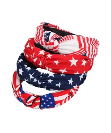 Budsmile American Flag Headbands - 4th of July Patriotic Bow Knotted Wide Headband Set - Buy Online on GoSupps.com