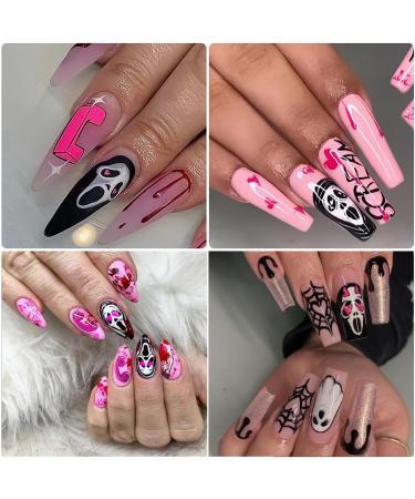 8 Sheets Halloween Ghost Nail Art Stickers - Cute 3D Self-Adhesive Designs for DIY Manicure - Horror Nail Decorations for Women & Girls - Buy Online on GoSupps.com
