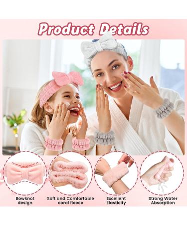 Microfiber Women's Headbands and Wristband Set for Face Washing and Makeup - Soft, Stretchy, and Durable - 9 PCS (Beige Pink White) - Buy Online on GoSupps.com